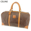 セリーヌ CELINE ボストンバッグ マカダム ブラウン ベージュ ゴールド メンズ 中古