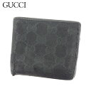 グッチ GUCCI 二つ折り財布 GGキャンバス ブラック メンズ 中古
