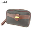【秋Sale】ダンヒル Dunhill クラッチバッグ ブラウン ブラック メンズ 中古|詳細画像
