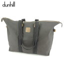 ダンヒル Dunhill ボストンバッグ グレー 灰色 ライトブラウン メンズ 中古