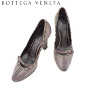 ボッテガヴェネタ BOTTEGAVENETA パンプス チェーンステッチ ♯35ハーフ ハイヒール パープル メンズ 中古
