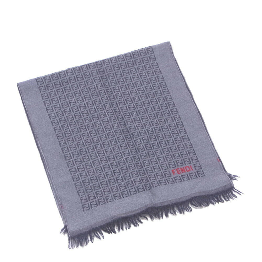 【Fashion Special Fair 30％OFFクーポン】フェンディ FENDI マフラー ズッキーノ ストール グレー 灰色 ブラック レッド レディース 中古 ブランド ハイブランド ヴィンテージ