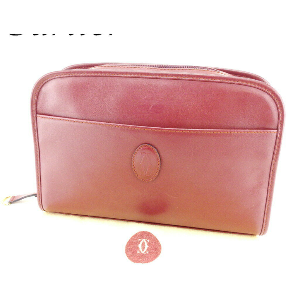 【Fashion Special Fair 30％OFFクーポン】カルティエ CARTIER クラッチバッグ マストライン ボルドー ゴールド系 レディース 中古 ブランド ハイブランド ヴィンテージ