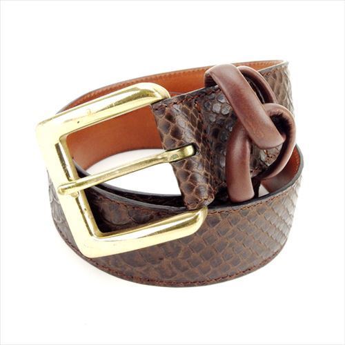 ジョルジオアルマーニ GIORGIO ARMANI ベルト パイソン型押し ブラウン レディース 中古 ジョルジオアルマーニ GIORGIO ARMANI ベルト パイソン型押し ブラウン レディース 中古