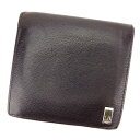 ダンヒル Dunhill 札入れ ロゴプレート ダークブラウン×シルバー メンズ 中古