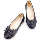 ディオール Dior パンプス レディディオール キッズ ♯33 リボン付き ブラック メンズ 中古