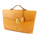 ロエベ LOEWE ビジネスバッグ アナグラム キャメル×ゴールド レディース 中古