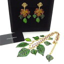 ドルチェアンドガッバーナ DOLCE&GABBANA ネックレス ドルガバ リーフ ゴールド×グリーン系 レディース 中古