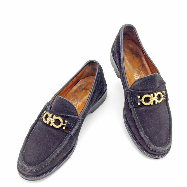 【ブラックフライデー30%OFFクーポン】サルヴァトーレフェラガモ Salvatore Ferragamo ローファー ガンチーニ ブラック×ゴールド レディー...