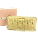 ミュウミュウ MIUMIU 長財布 マテラッセ ベージュ×ゴールド メンズ 中古