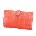 【楽天スーパーSALE10%OFF】ボッテガヴェネタ BOTTEGAVENETA 長財布 イントレチャート レッドオレンジ メンズ 中古 t12728_ss