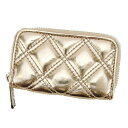 マークジェイコブス MARC JACOBS コインケース キルティング ピンクゴールド×シルバー レディース 中古