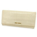 ミュウミュウ MIUMIU 長財布 クロコダイル調 ベージュ×ゴールド メンズ 中古