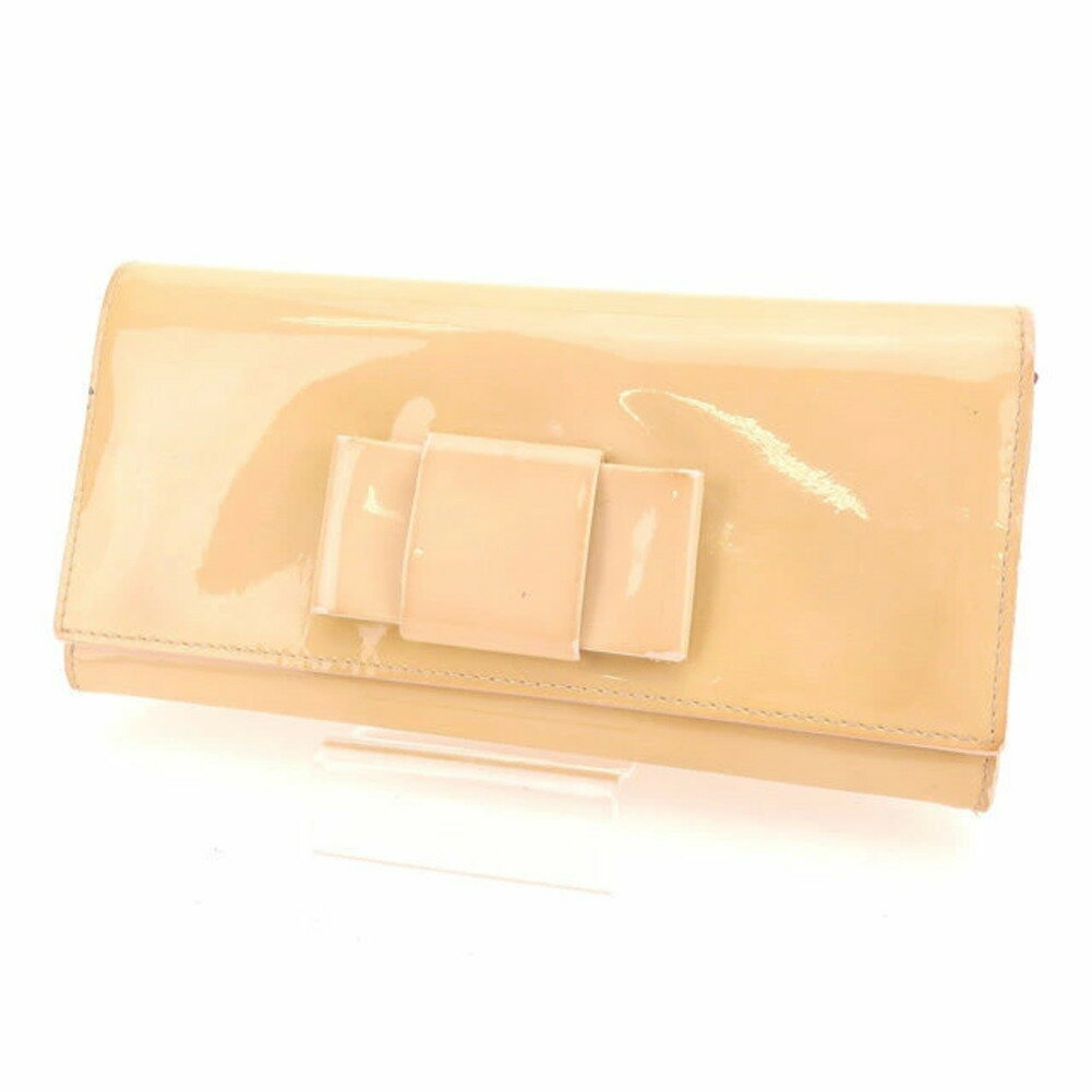 【ブラックフライデー21％OFFクーポン】ミュウミュウ MIUMIU 長財布 VERNICE FIOCCO ベージュ×レッド レディース 中古 ブランド ハイブランド ヴィンテージ