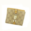 グッチ GUCCI 二つ折り財布 GGキャンバス ジャッキー金具付き ベージュ×ブラウン×ゴールド レディース 中古(4)
