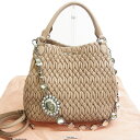 ミュウミュウ MIUMIU ハンドバッグ NAPPA CRISTAL ピンクベージュ レディース 中古