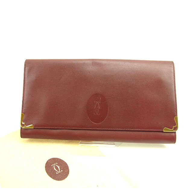 【ブラックフライデー21％OFFクーポン】カルティエ CARTIER クラッチバッグ マストライン ボルドー×ゴ..