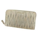 ミュウミュウ MIUMIU 長財布 マテラッセ ロゴ入り グレーグリーン×ゴールド レディース 中古