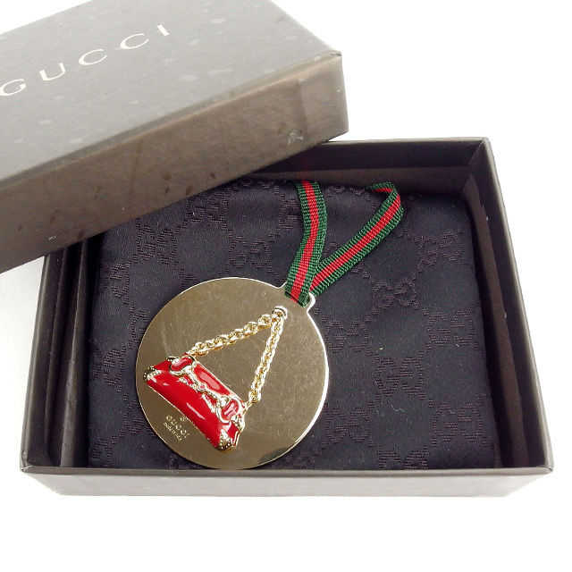 【楽天スーパーSALE★最大50%OFF】グッチ GUCCI チャーム バッグチャーム シェリーライン ゴールド×レッド×グリーン レディース 中古 ブランド ...