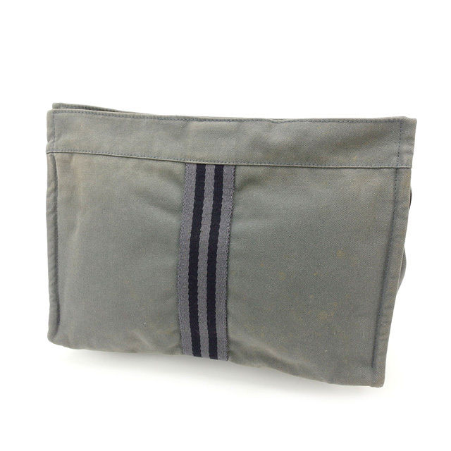 【ブラックフライデー21％OFFクーポン】エルメス HERMES クラッチバッグ フールトゥ グレー×ブラック レディース 中古 ブランド ハイブランド ヴィンテージ