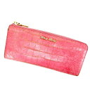 ミュウミュウ MIUMIU 長財布 クロコダイル型押し ピンク レディース 中古