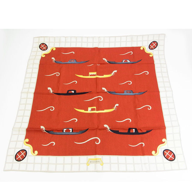 【ブラックフライデー21％OFFクーポン】ブルガリ BVLGARI スカーフ ベージュ×レッド レディース 中古 ..
