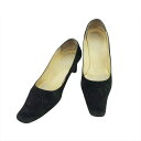 【楽天スーパーSALE10%OFF】シャネル CHANEL パンプス ココマーク ♯37C スクエアトゥ ブラック レディース 中古 t21585_ss