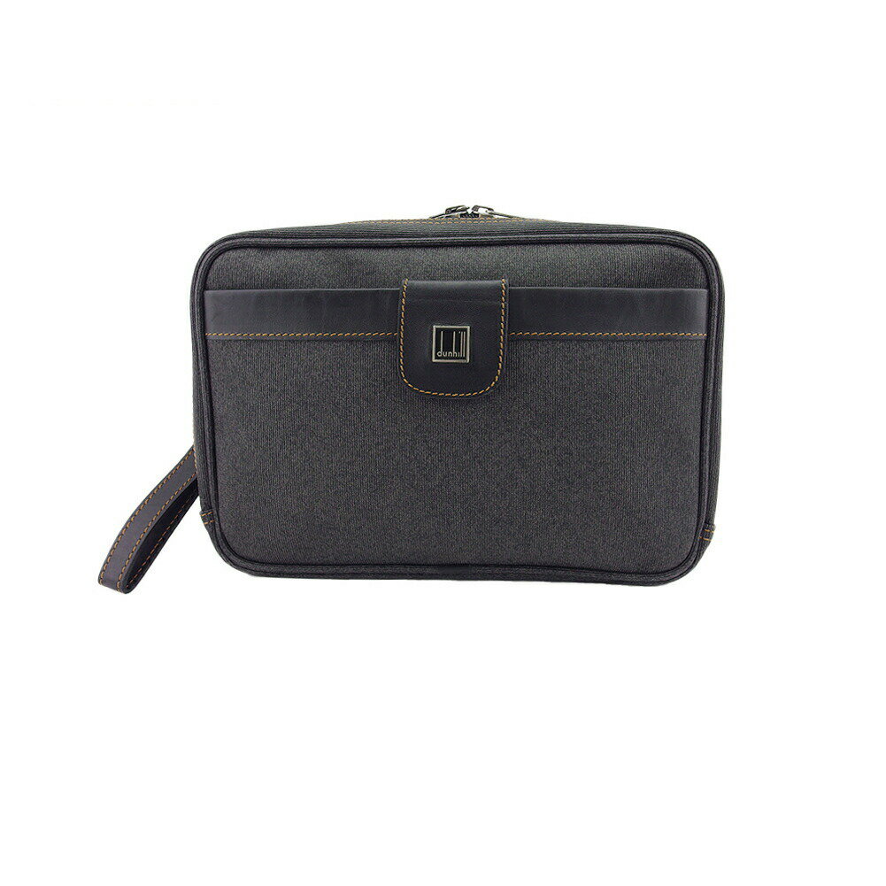 【Fashion Special Fair 30％OFFクーポン】ダンヒル クラッチバッグ ロゴプレート グレー 灰色 ブラック シルバー レディース 中古 Dunhill ブランド ハイブランド ヴィンテージ