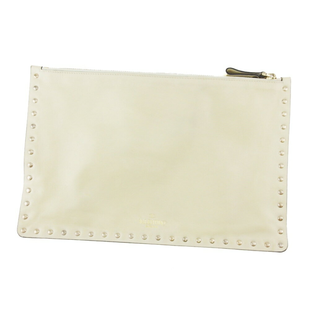 ヴァレンティノ・ガラヴァーニ クラッチバッグ ホワイト 白 レザー 中古 Valentino Garavani