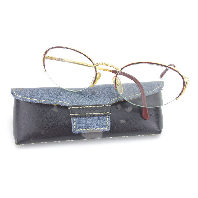 【楽天スーパーSALE★最大50％OFF】クリスチャンディオール メガネ 度入り ハーフリム クリア×ゴールド系 レディース 中古 Christian Dior ブランド ハイブランド ヴィンテージ