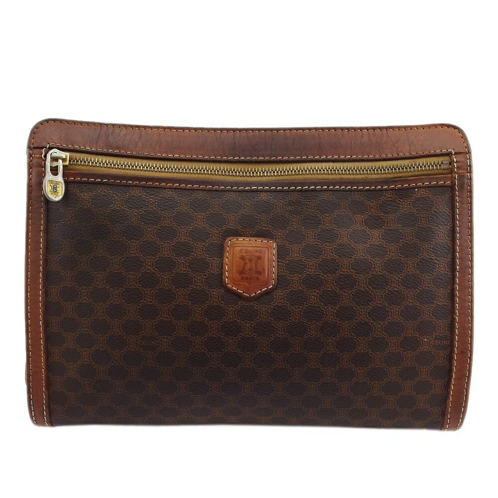 【ブラックフライデー21％OFFクーポン】セリーヌ クラッチバッグ セカンド バッグ マカダム ブラウン PVC×レザー レディース 中古 CELINE