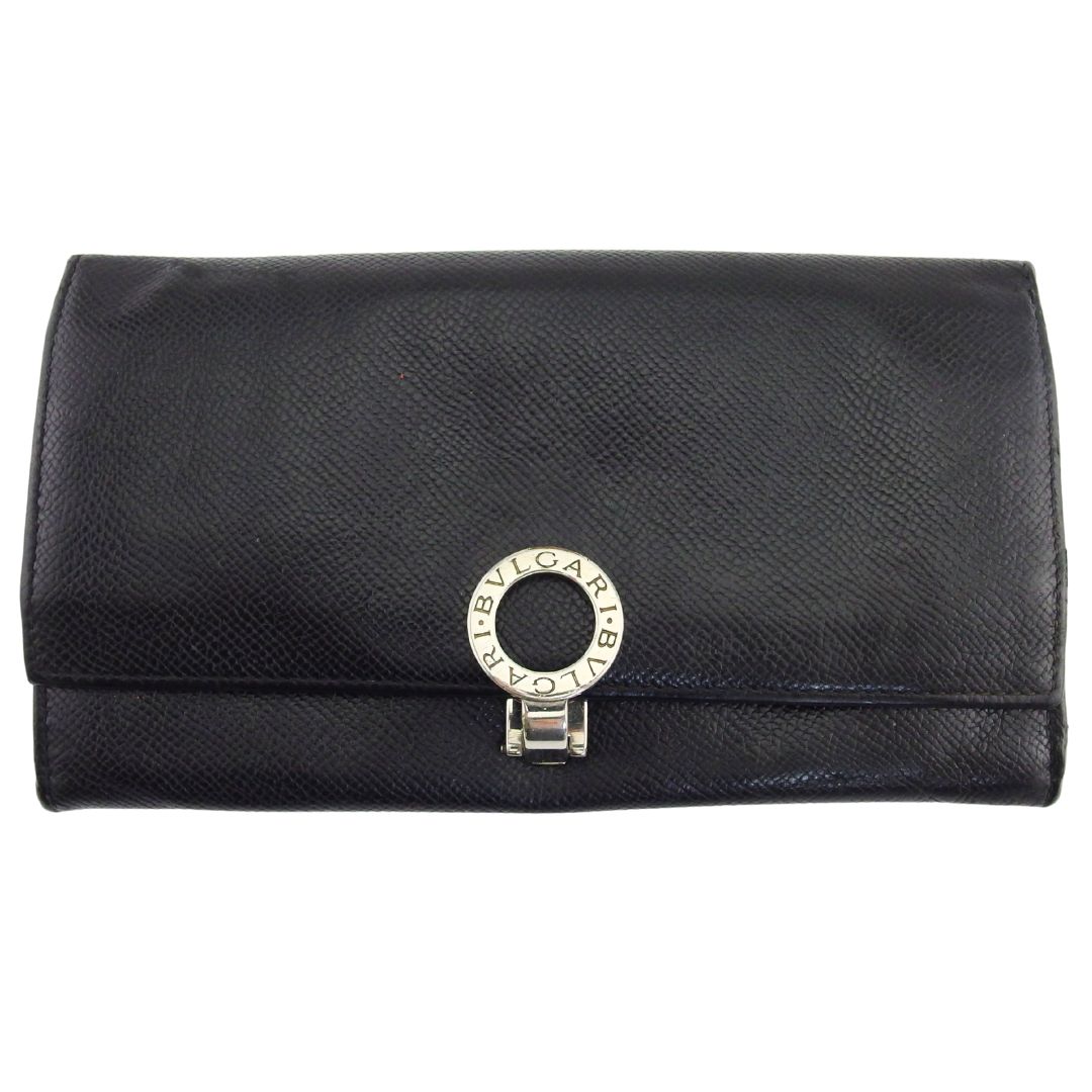 【ブラックフライデー30％OFFクーポン】ブルガリ 長財布 ブルガリブルガリ ロゴクリップ ブラック レディース 中古 BVLGARI