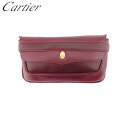【スプリングセール】 カルティエ クラッチバッグ セカンドバッグ マストライン ボルドー ゴールド レザー×ゴールド素材 Cartier L4154