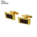 【スプリングセール】【中古】 クリスチャン ディオール カフス アクセサリー ゴールド ブラック ゴールドメッキ Christian Dior T22572