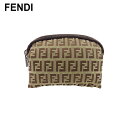 【スプリングセール】【中古】 フェンディ 化粧ポーチ ポーチ ズッカ ブラウン ベージュ キャンバス×レザー FENDI T22582