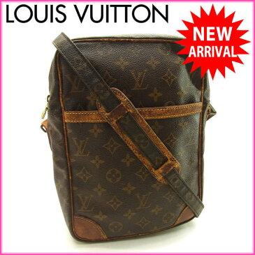 【送料無料】 ルイヴィトン Louis Vuitton ショルダーバッグ 斜めがけショルダー 廃盤レア メンズ可 ダヌーブMM モノグラム M45264 ブラウン PVC×レザー (あす楽対応)人気 激安(参考定価73000円)【中古】 Y914 .