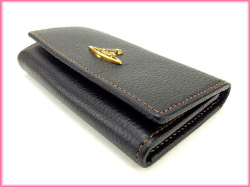 【中古】 キーケース オーブ ブラック×ブラウン T12075