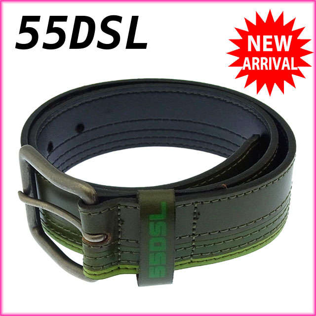 【スプリングセール30％OFF】55DSL ベルト ファッションアイテム ♯7530 ロゴ グリーン系 ディーゼル 【55DSL】 T12059 【中古】