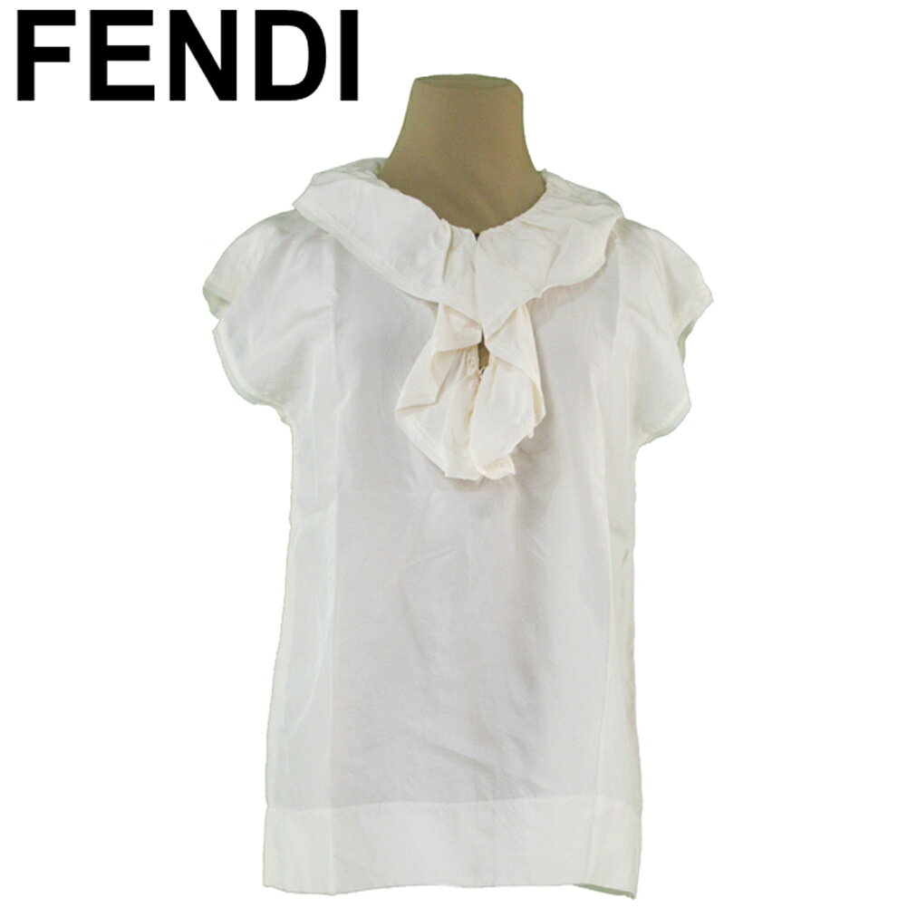 【スプリングセール30％OFF】 【中古】 フェンディ ブラウス ノースリ トップス レディース ♯40サイズ フリル ベージュ FENDI C4259