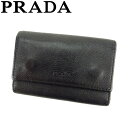 【春の大感謝祭 30％OFF】プラダ キーケース 6連キーケース ロゴ ブラック シルバー レザー PRADA 【プラダ】 F1388S 【中古】