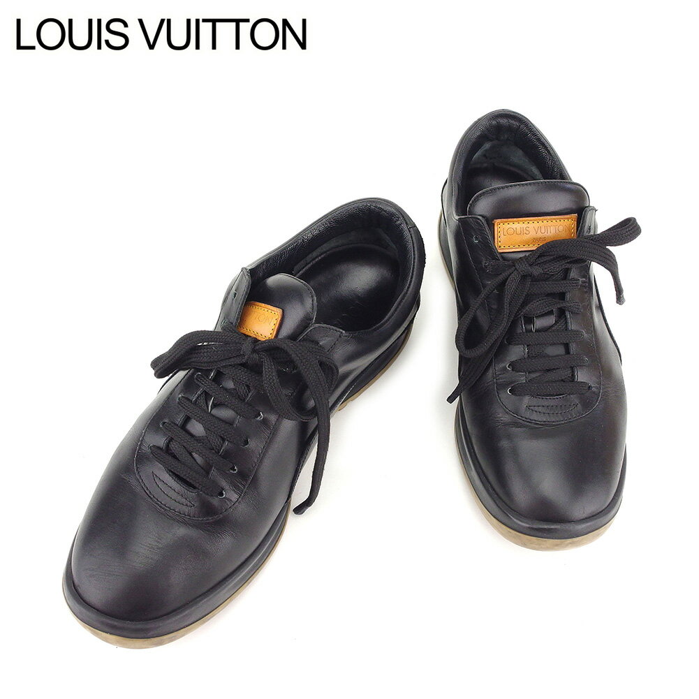 【スプリングセール30％OFF】ルイ ヴィトン スニーカー シューズ 靴 #37 ブラック レザー Louis Vuitton レディース プレゼント 贈り物 オシャレ 大人 ファッション 【ルイ・ヴィトン】 T8578 【中古】