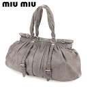 【スプリングセール】ミュウミュウ ショルダーバッグ ワンショルダー グレー 灰色 レザー miumiu 【ミュウミュウ】 T8585S 【中古】