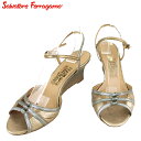 【スプリングセール】 【中古】 サルヴァトーレ フェラガモ シルバーゴールド PVC×レザー Salvatore Ferragamo C4337(4)