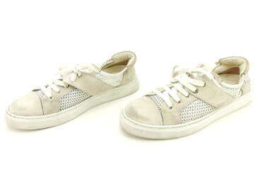 【中古】 スニーカー ココマーク ホワイト×ベージュ 在庫一掃 男性 女性 ブランド 送料無料 おしゃれ 夏 ラスト1点 T2759D ★