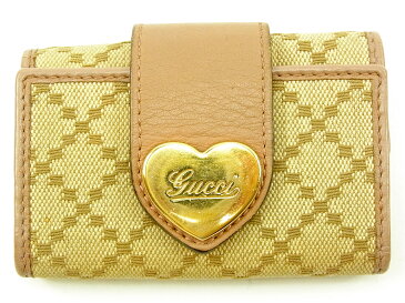 【中古】 【送料無料】 グッチ GUCCI キーケース 6連キーケース メンズ可 ディアマンテ ピンクベージュ×ベージュ キャンバス×レザー 人気 S631