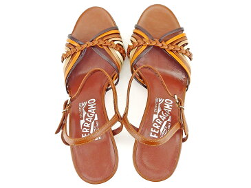 サルヴァトーレ フェラガモ サンダル シューズ 靴 ♯4ハーフC アンクルストラップ ブラウン系 シルバー レザーSalvatore Ferragamo レディース プレゼント 贈り物 1点物 人気 良品 ブランド 迅速発送 ファッション 大人 オシャレ 在庫処分 【送料無料】 T5240 .