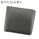 【春の大感謝祭 30％OFF】ブルガリ 二つ折り 財布 ロゴ ブラック レザー BVLGARI 二つ折りサイフ 財布 サイフ 収納 財布 ユニセックス 小物 【ブルガリ】 T7540 【中古】