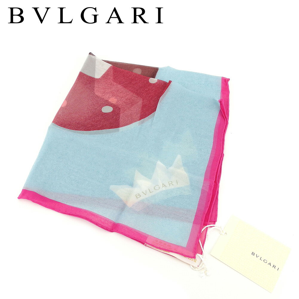 【スプリングセール30％OFF】ブルガリ スカーフ ミニスカーフ ブルー ピンク SILK/100%BVLGARI レディース プレゼント 贈り物 オシャレ 大人 在庫一掃 ファッション 【ブルガリ】 T8273 【中古】