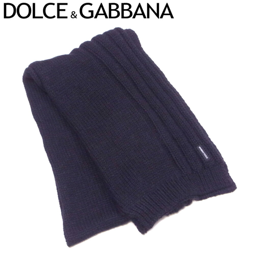 【スプリングセール】ドルチェ&ガッバーナ マフラー ドルガバ ニット リブ編み ブラック アクリル アルパカ ウール DOLCE&GABBANA 【ドルチェ&ガッバーナ】 Q462S 【中古】