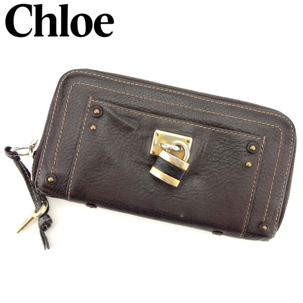 【スプリングセール30％OFF】クロエ 長財布 ラウンドファスナー パディントン ブラウン レザー Chloe 長サイフ サイフ 収納 財布 ユニセックス 小物 【クロエ】 T13443 【中古】